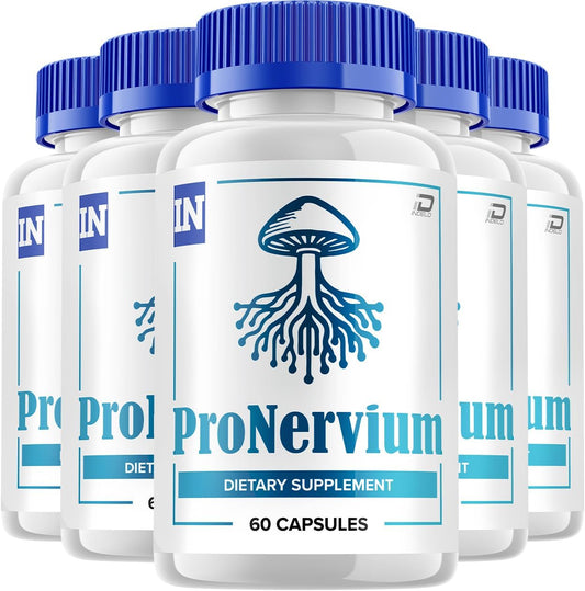 Pronervium Nerve Health Support Pills - All Natural Focus Supplement (5 Pack, 300 Capsules)