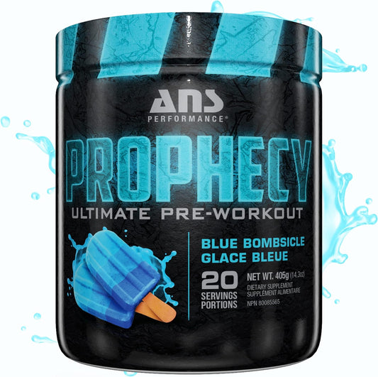 Prophecy Pre Workout Powder by ANS Performance - Blue Bombsicle Flavor - Gluten-Free Formula for Energy, Strength, and Power - 20 Servings, 14.5 oz