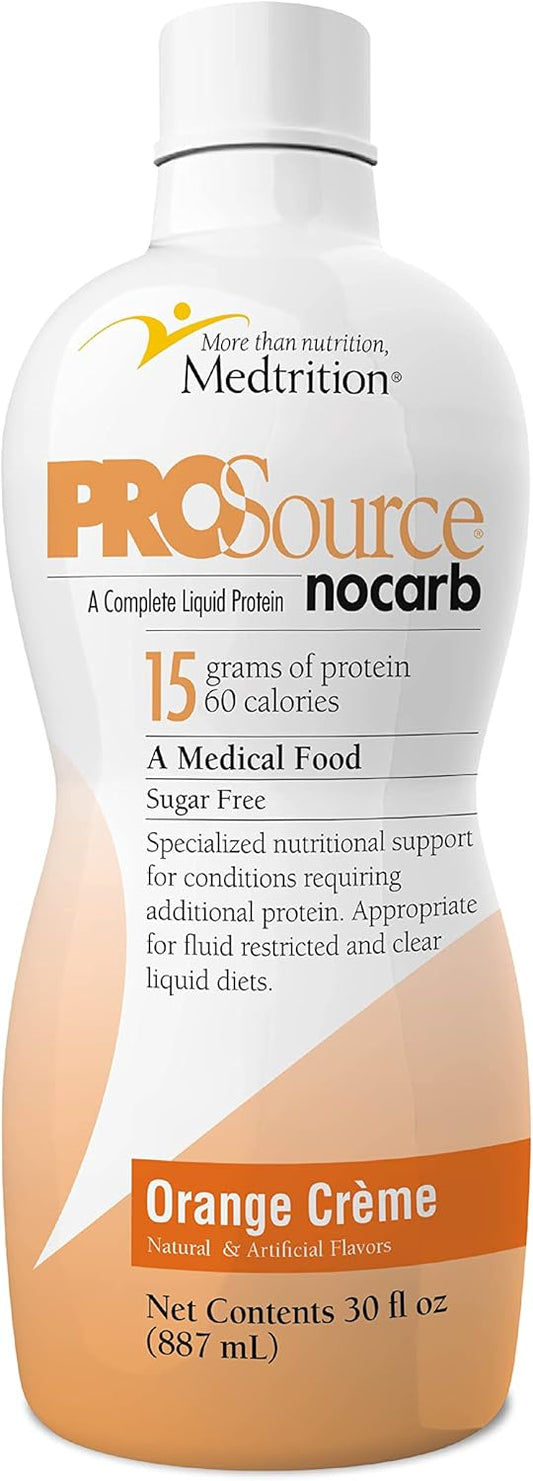 Prosource NoCarb Orange Crème Liquid Collagen Peptides - Type I & III, 15g Protein per Oz, 4 Bottles Pack