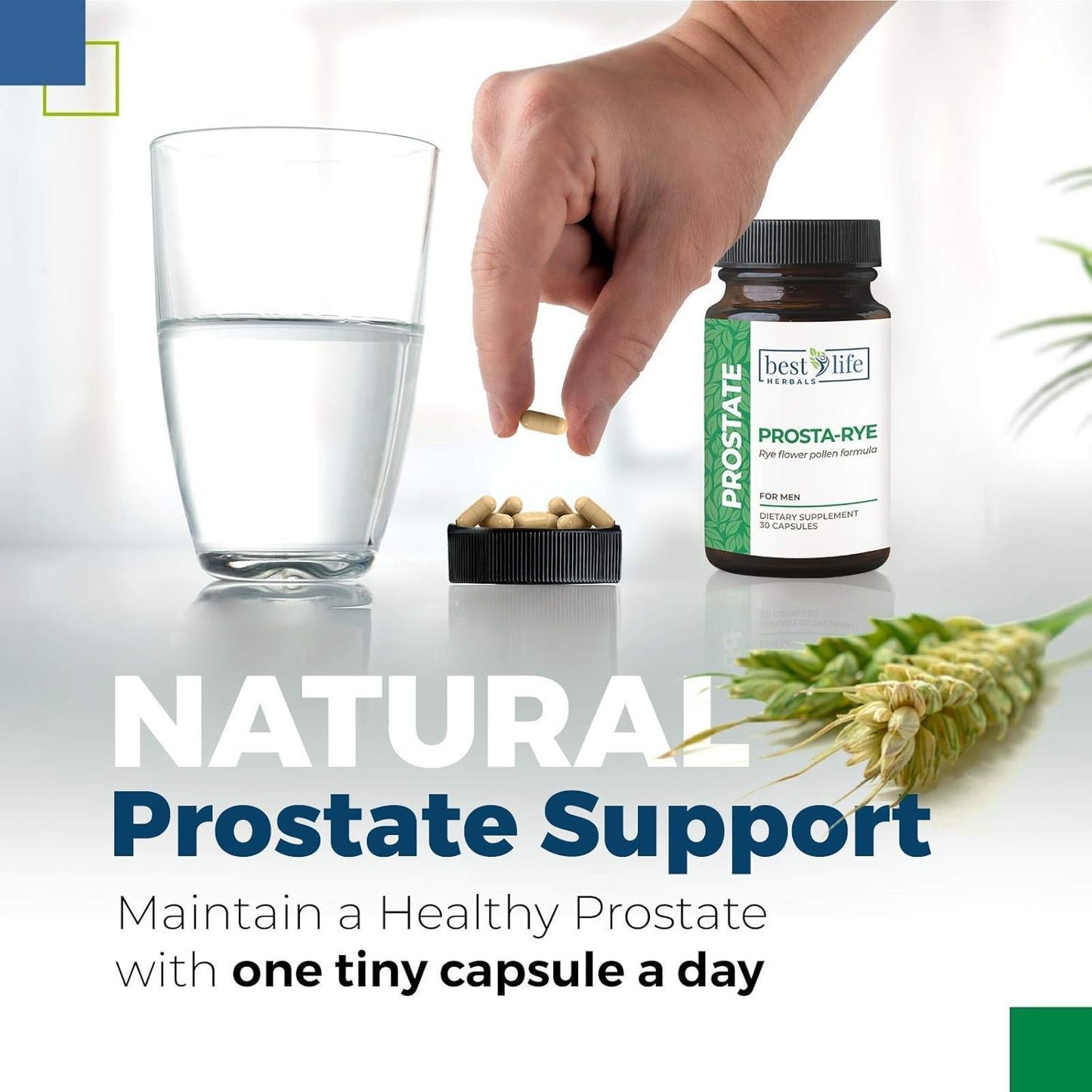 Prosta-Rye Natural Prostate Supplement for Men - 4 Bottles, 120 Capsules - Supports Enlarged Prostate, Frequent Urination & Overactive Bladder