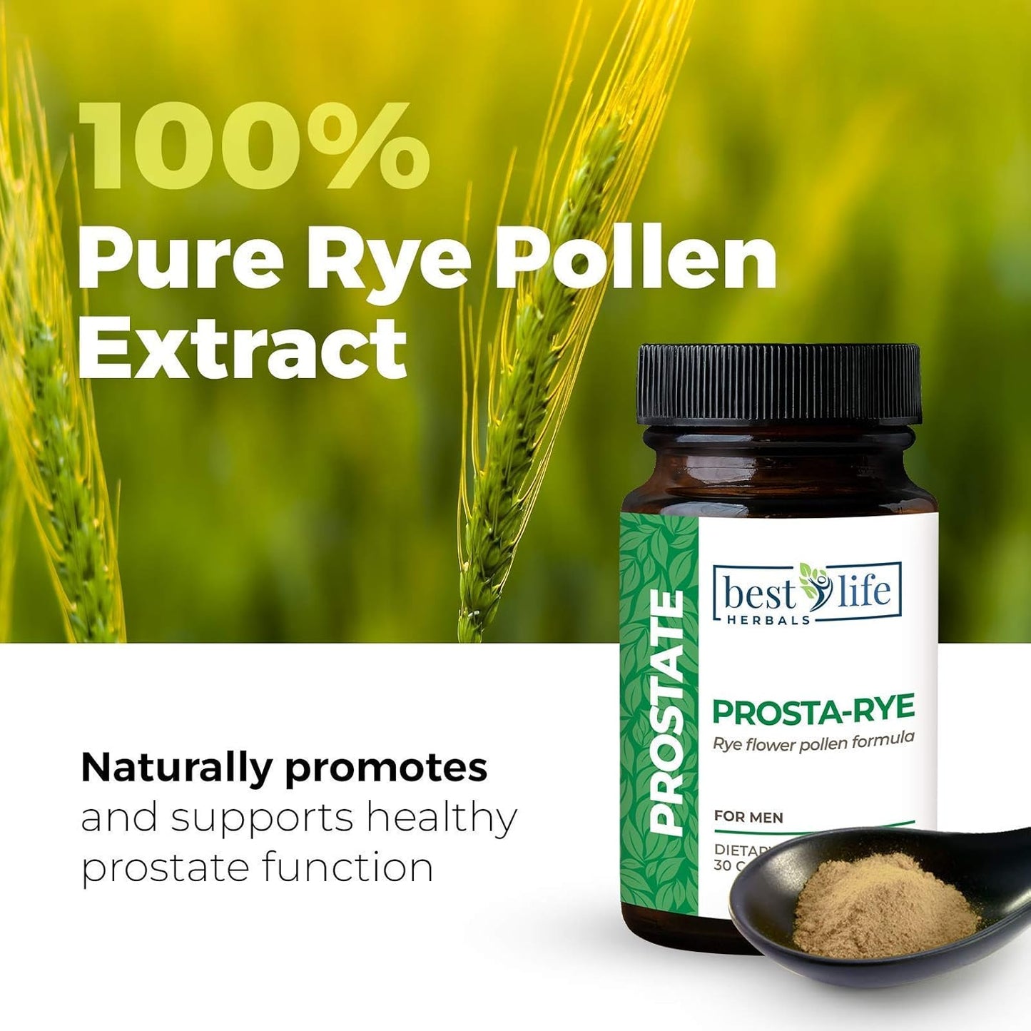 Prosta-Rye Natural Prostate Supplement for Men - 4 Bottles, 120 Capsules - Supports Enlarged Prostate, Frequent Urination & Overactive Bladder