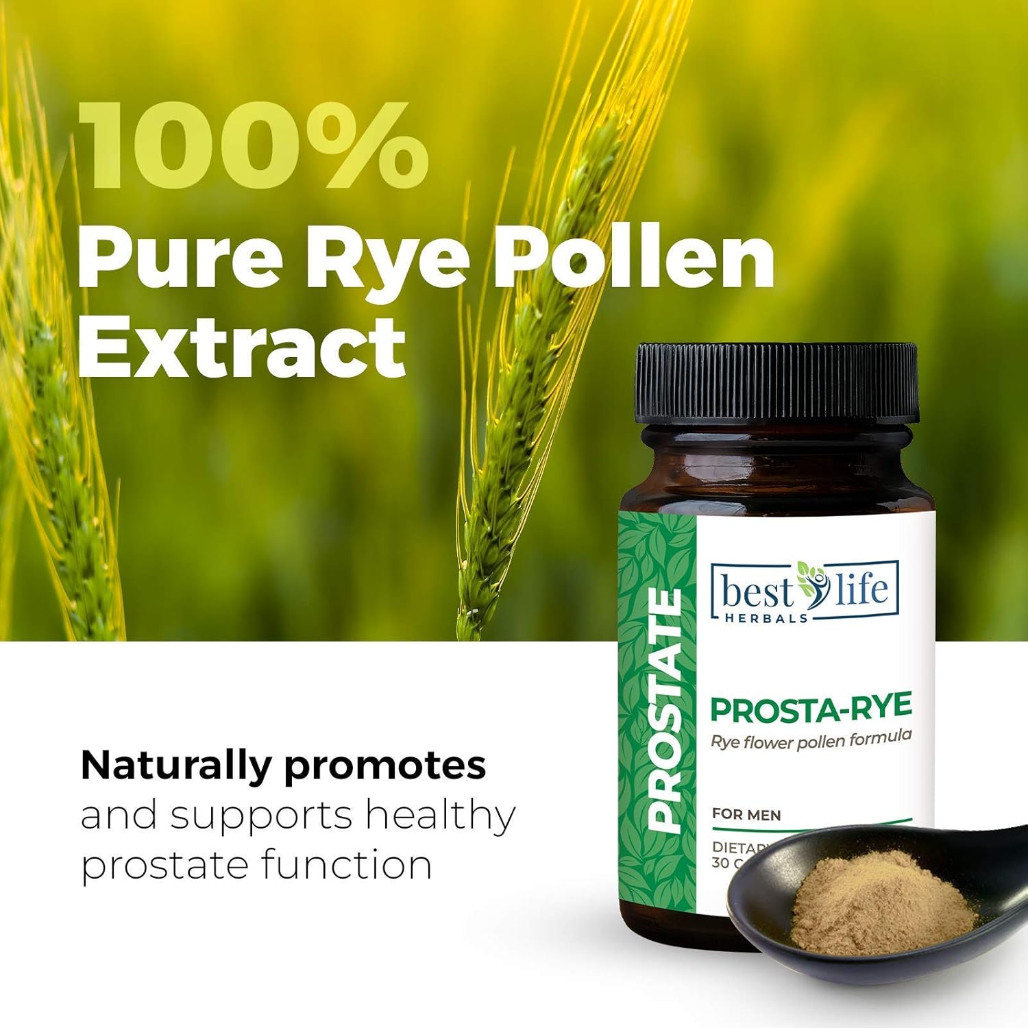 Prosta-Rye Natural Prostate Supplement for Men - 4 Bottles, 120 Capsules - Supports Enlarged Prostate, Frequent Urination & Overactive Bladder