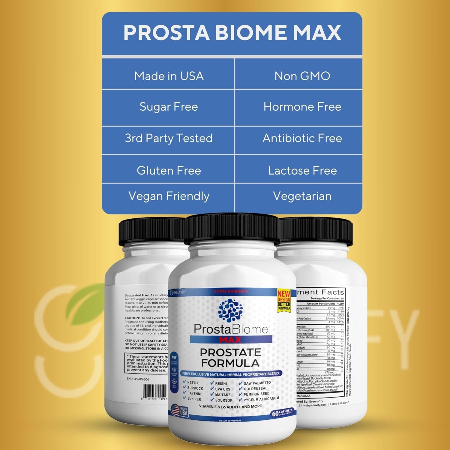 ProstaBiome Max Prostate Support Formula with Saw Palmetto - Natural Herbal Blend, 60 Capsules