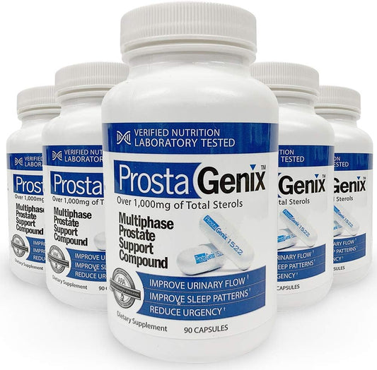 ProstaGenix Multiphase Prostate Supplement - 5 Bottles - As Seen on Larry King TV Show - 1 Million Sold - Stop Nighttime Bathroom Trips and Frequent Urination