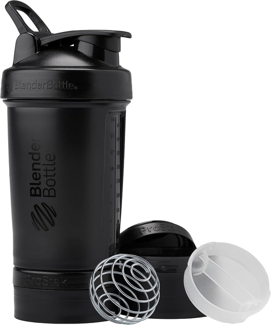 ProStak System BlenderBottle Shaker Bottle with Pill Organizer, 22oz - Midnight Black