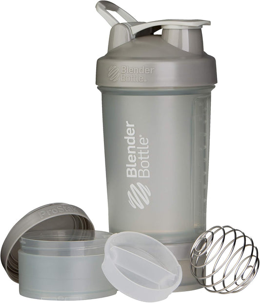 ProStak System BlenderBottle Shaker Bottle with Pill Organizer, 22-Ounce, Pebble Grey - Protein Powder Storage Included