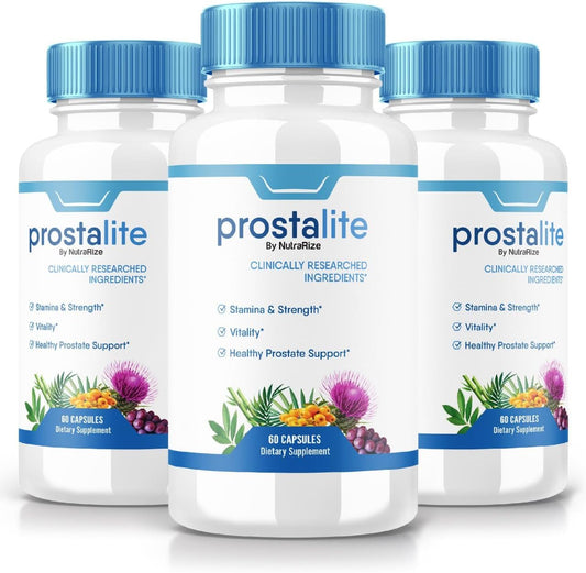 Prostalite Maximum Strength Prostate Support Supplement (180 Capsules, 3 Pack) - All-Natural Pills for Improved Control - NutraRize ProstaLite Reviews