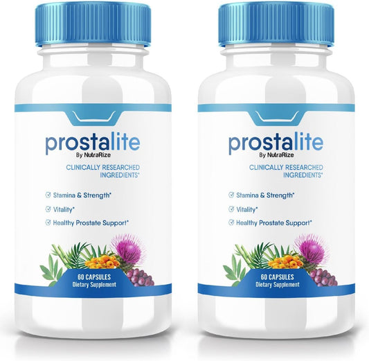 Prostalite Maximum Strength Supplement (2 Pack) for Prostate Support - All-Natural Capsules with Positive Reviews (120 Capsules)