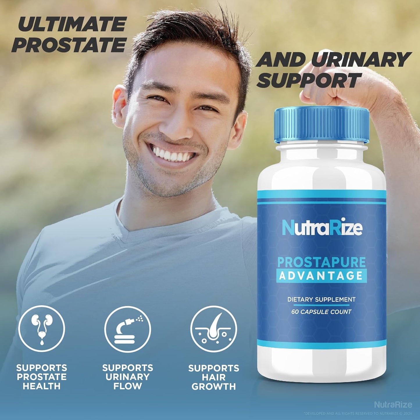 Prostapure Capsules (180 Count) - All-Natural Prostate Supplement for Overall Health - Maximum Strength Formula - NutraRize (3 Pack)