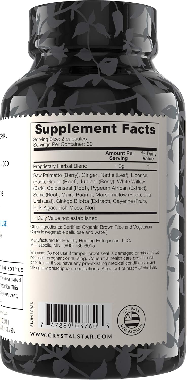 Prostate Health Formula with Saw Palmetto, Ginger, and Pygeum - 60 Capsules for Men - Bladder and Urine Support - Non-GMO