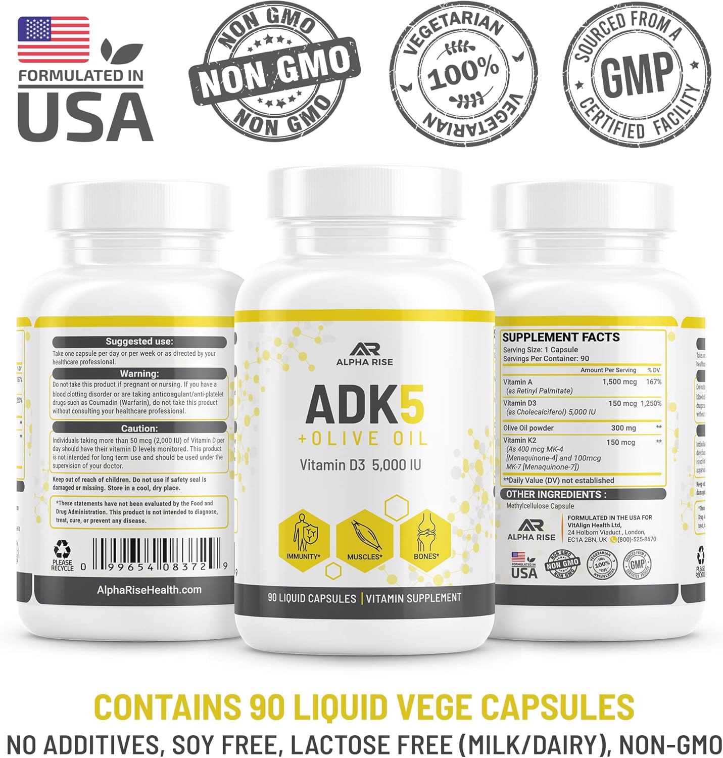Prostate Health Supplement for Men - ALPHA RISE ADK 5 Vitamin + OTC Prostate Support