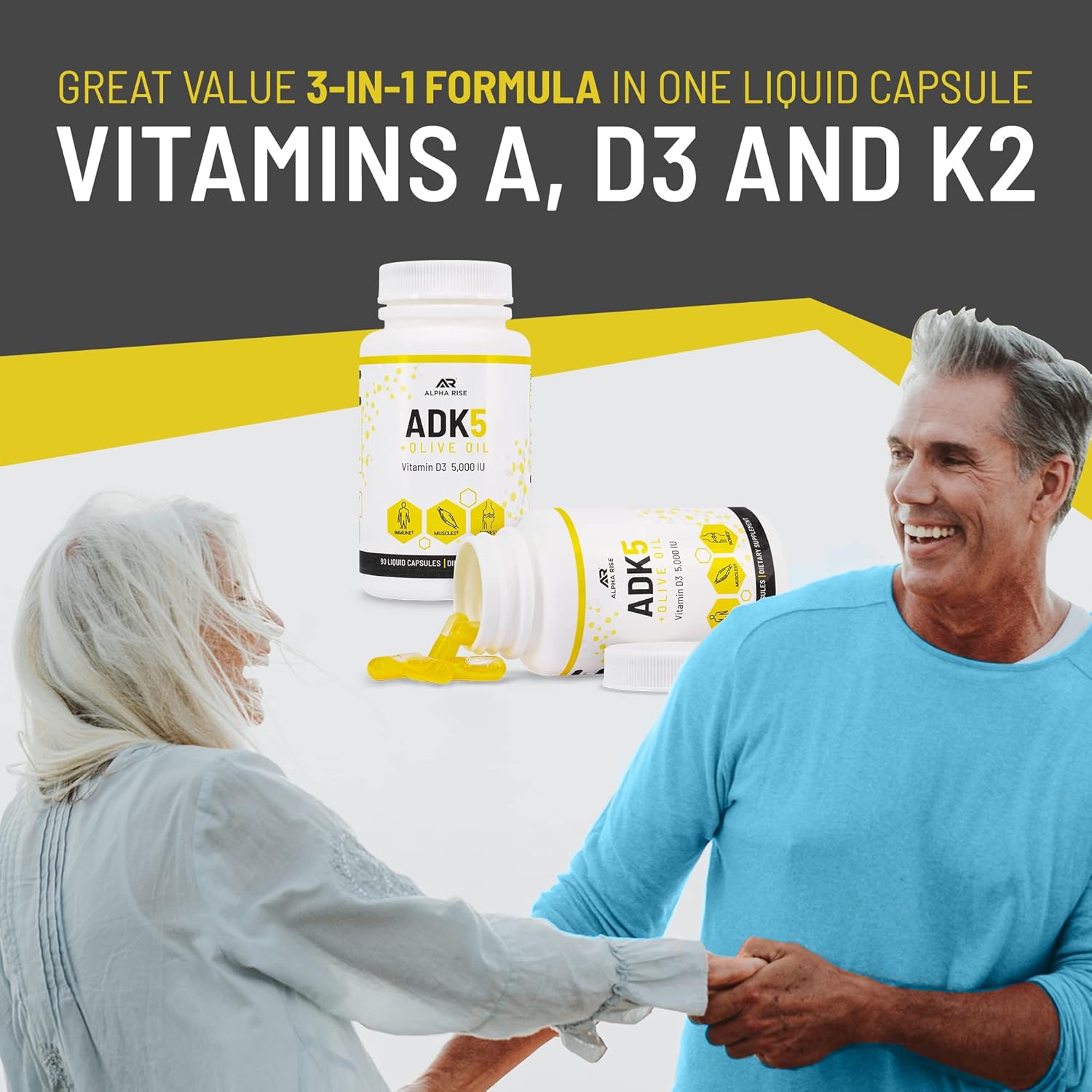 Prostate Health Supplement for Men - ALPHA RISE ADK 5 Vitamin + OTC Prostate Support