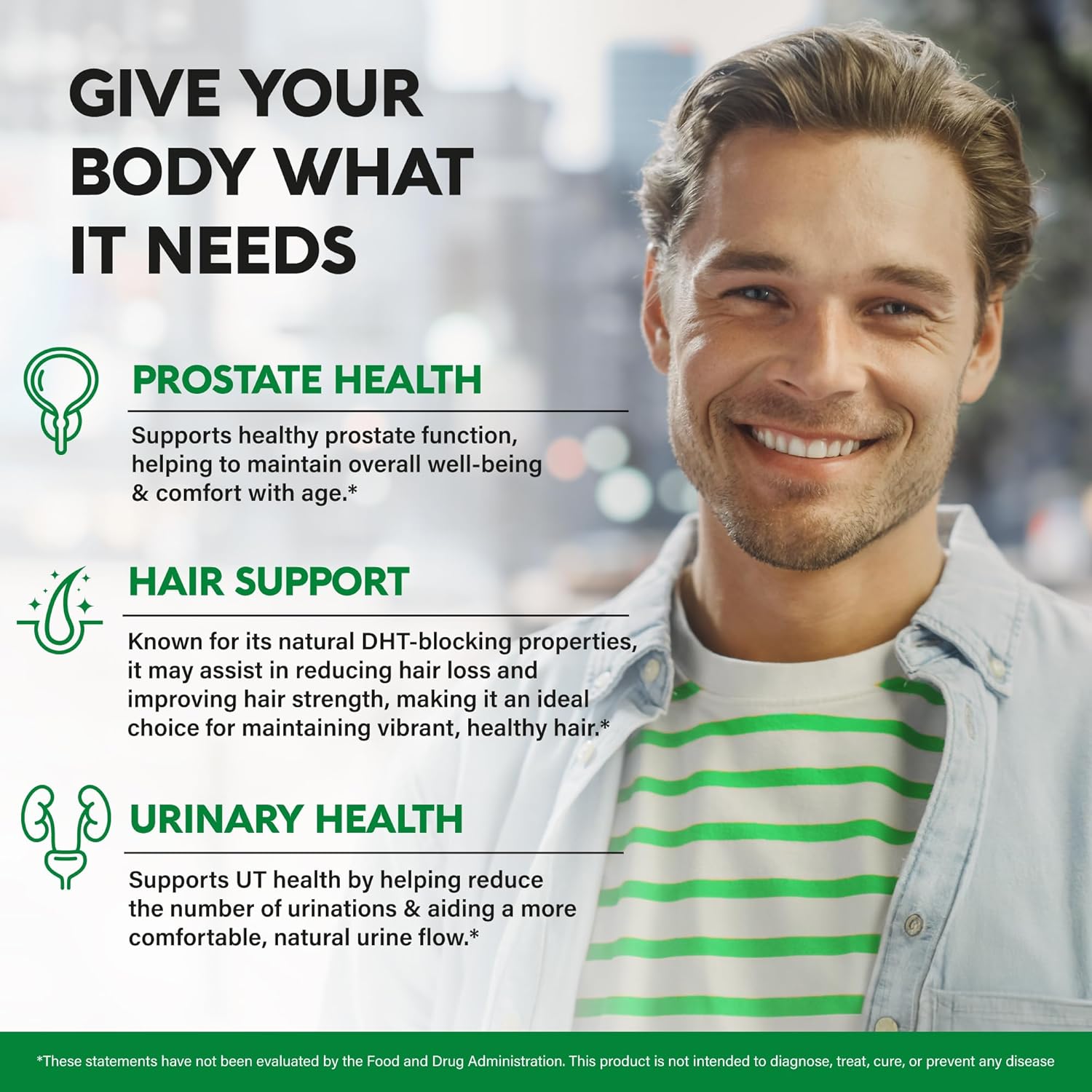 Prostate Health Supplement for Men - Saw Palmetto 640mg with Pumpkin Seed, Nettle, Zinc, and Pygeum - DHT Blocker and Hair Support - 45% Fatty Acids - Made in USA - 120 Capsules