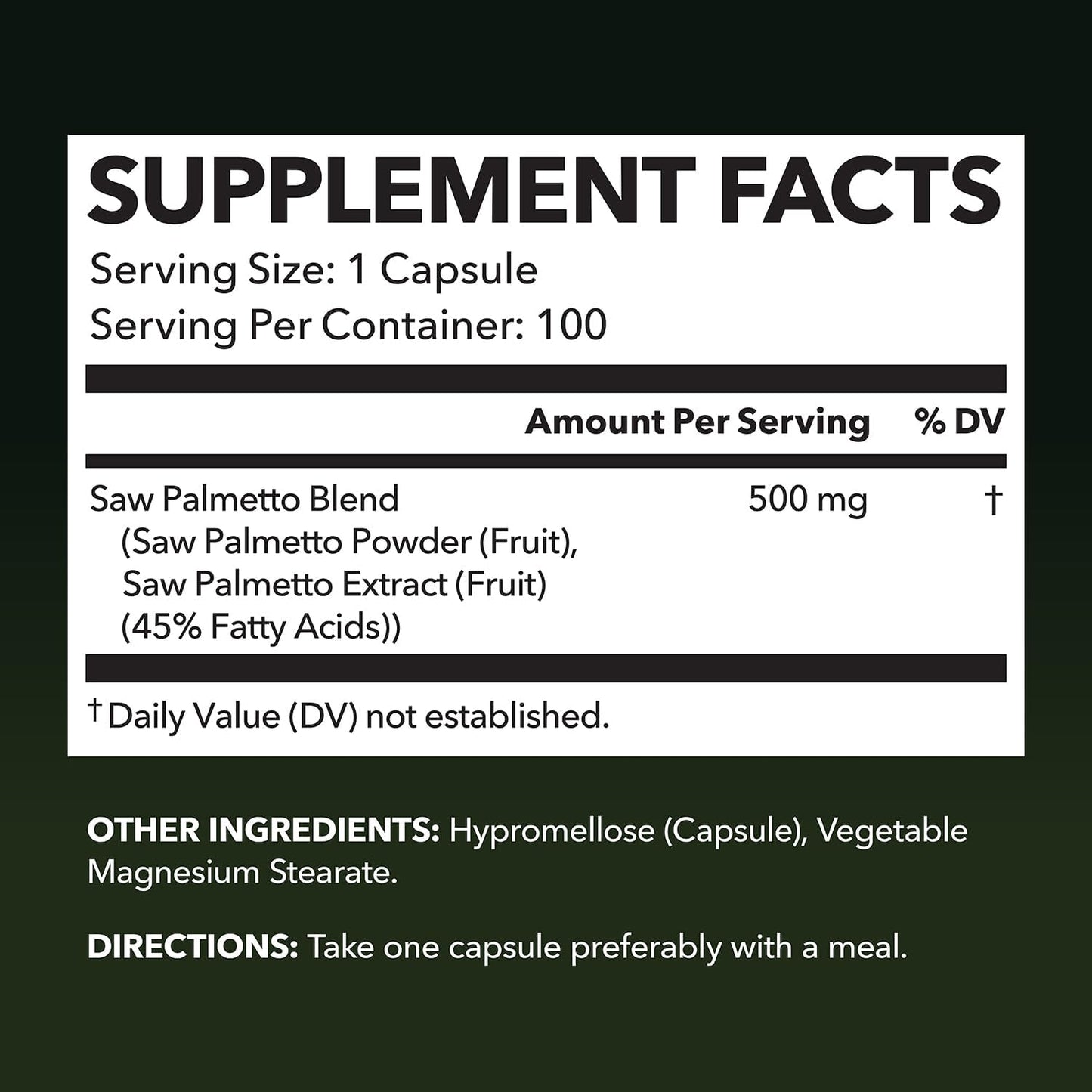 Prostate Health Supplement for Men - Saw Palmetto 500mg - DHT Blocker - Vegan Capsules - 100 Count - Urinary Tract Support - Non-GMO - Over 3 Month Supply