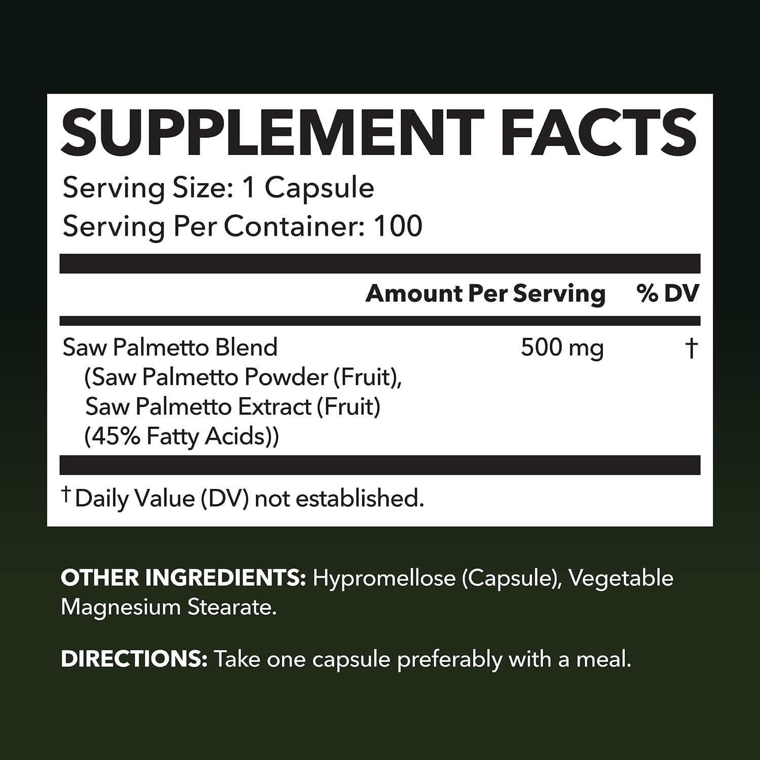 Prostate Health Supplement for Men - Saw Palmetto 500mg - DHT Blocker - Vegan Capsules - 100 Count - Urinary Tract Support - Non-GMO - Over 3 Month Supply
