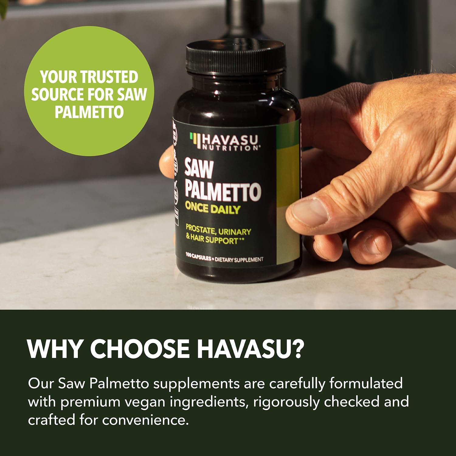 Prostate Health Supplement for Men - Saw Palmetto 500mg - DHT Blocker - Vegan Capsules - 100 Count - Urinary Tract Support - Non-GMO - Over 3 Month Supply