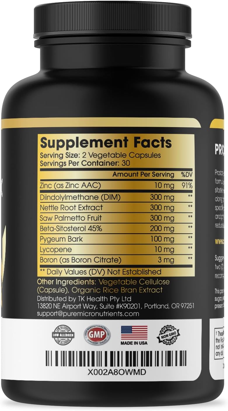 Prostate Health Supplement with Saw Palmetto, Beta-Sitosterol, Stinging Nettle Root, & Lycopene - Supports Bladder Control & Urinary Health in Men