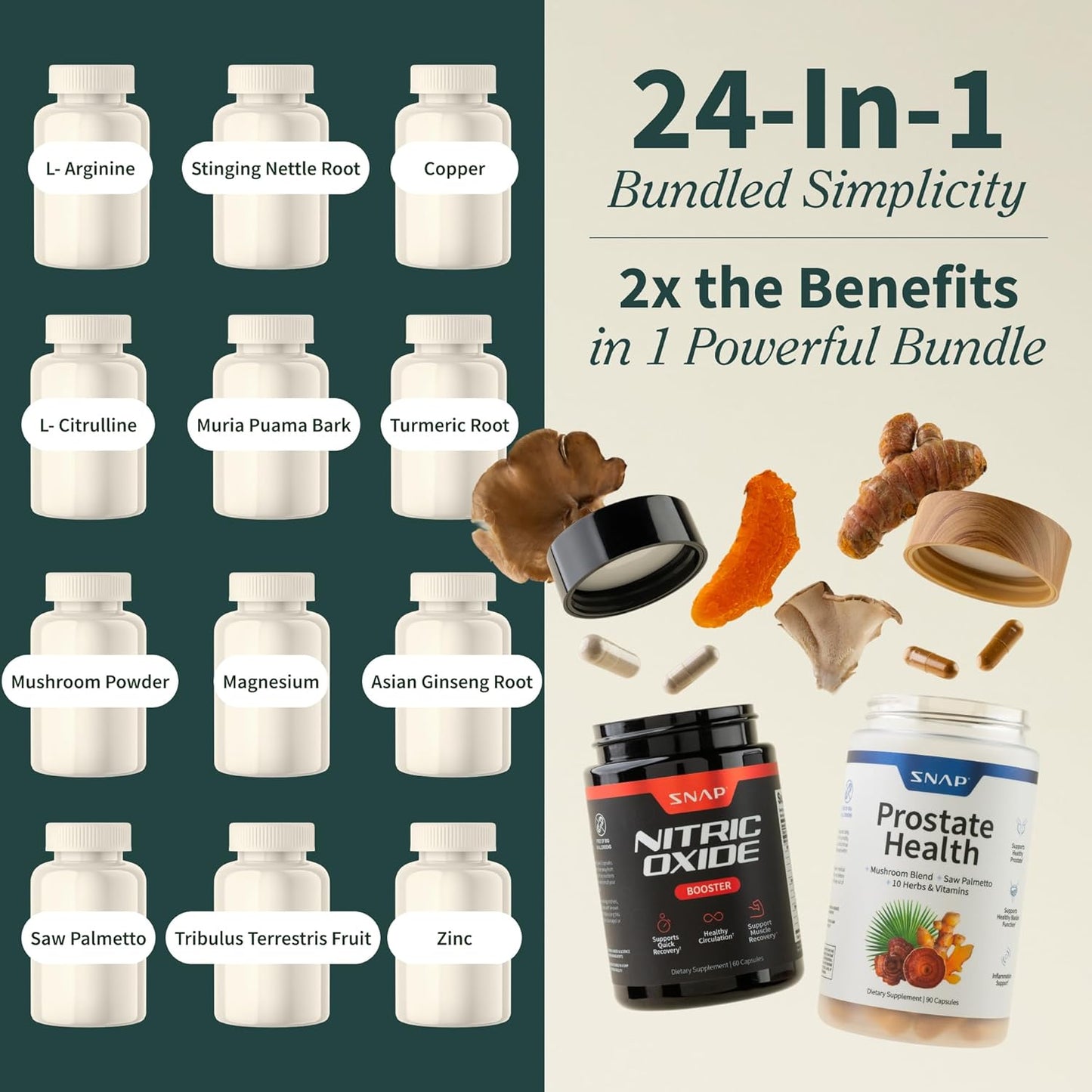 Prostate Health Support Bundle with Nitric Oxide Booster - 90 & 60 Capsules