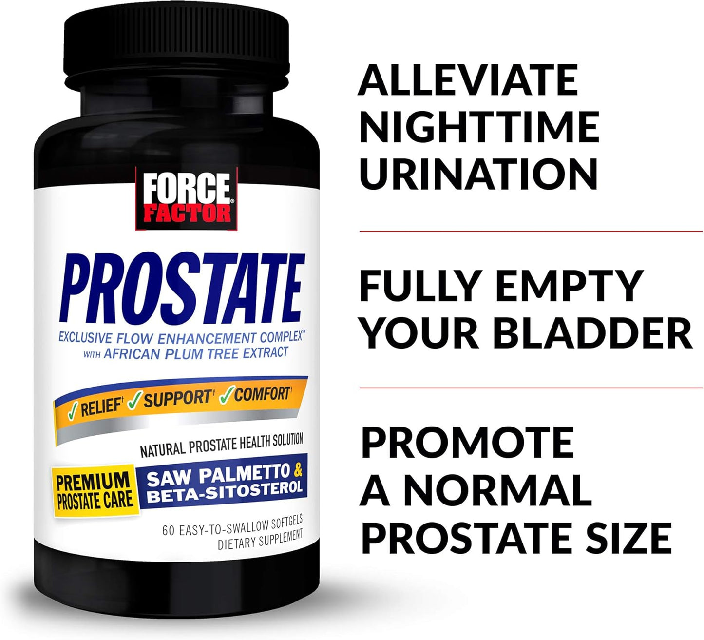 Prostate Health Support Supplement for Men - Saw Palmetto, Beta Sitosterol, Size Support, Urinary Relief - 180 Softgels - 3-Pack