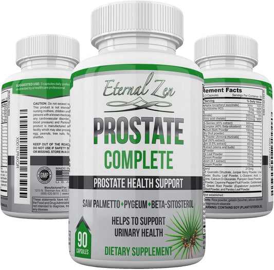 Prostate Health Support Supplements for Men - Saw Palmetto, Stinging Nettle, Pygeum, Beta-sitosterol, Reishi, Shiitake - 90 Capsules