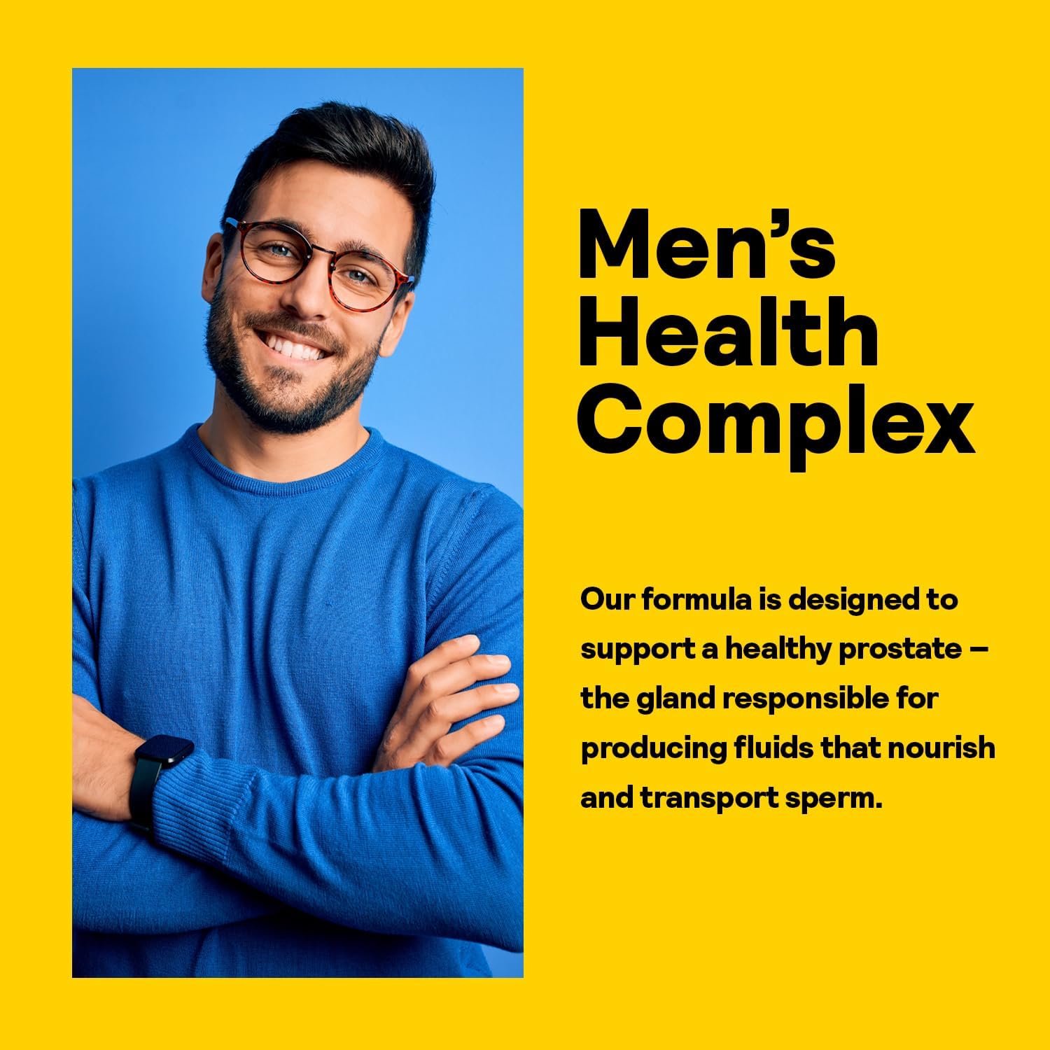 Prostate Support Supplement for Men - Saw Palmetto, Pygeum, Zinc - 100 Vegetarian Capsules