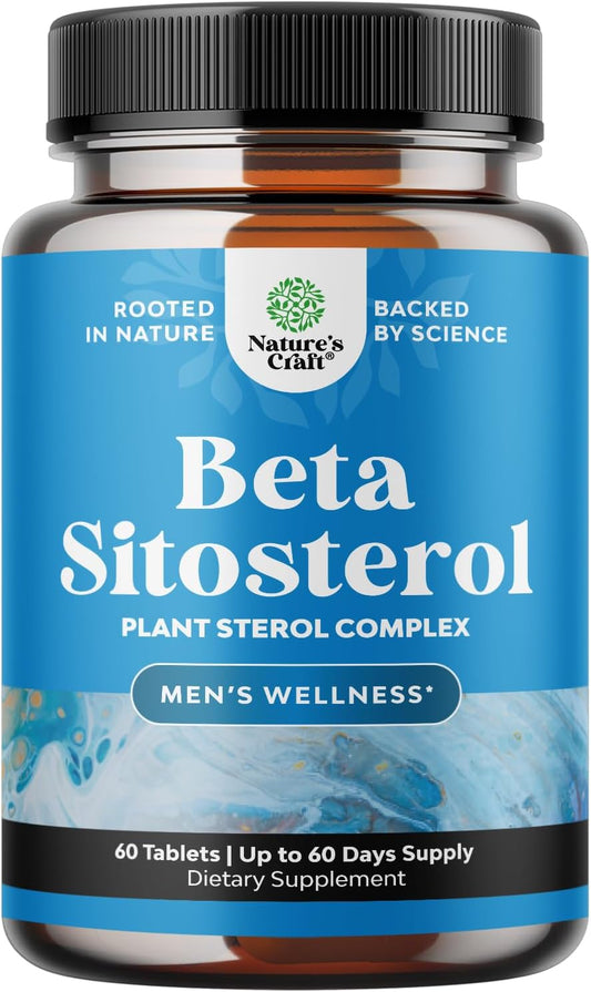 Prostate Support Supplement with 500mg Beta-Sitosterol Complex - 60 Tablets for Men's Prostate Health - Stanols and Sterols Formula for Prostate Care
