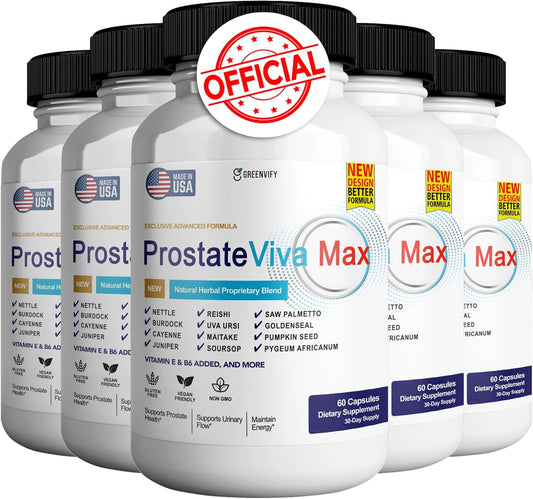ProstateViva Max Capsules for Men - All Natural Prostate Supplements for Healthy Function - Maximum Strength with 600 Capsules