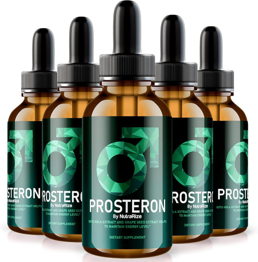 Prosteron Drops 5 Pack - All-Natural Prostate Health Supplement with Premium Vitamins - Supports Healthy Circulation - 150 Servings