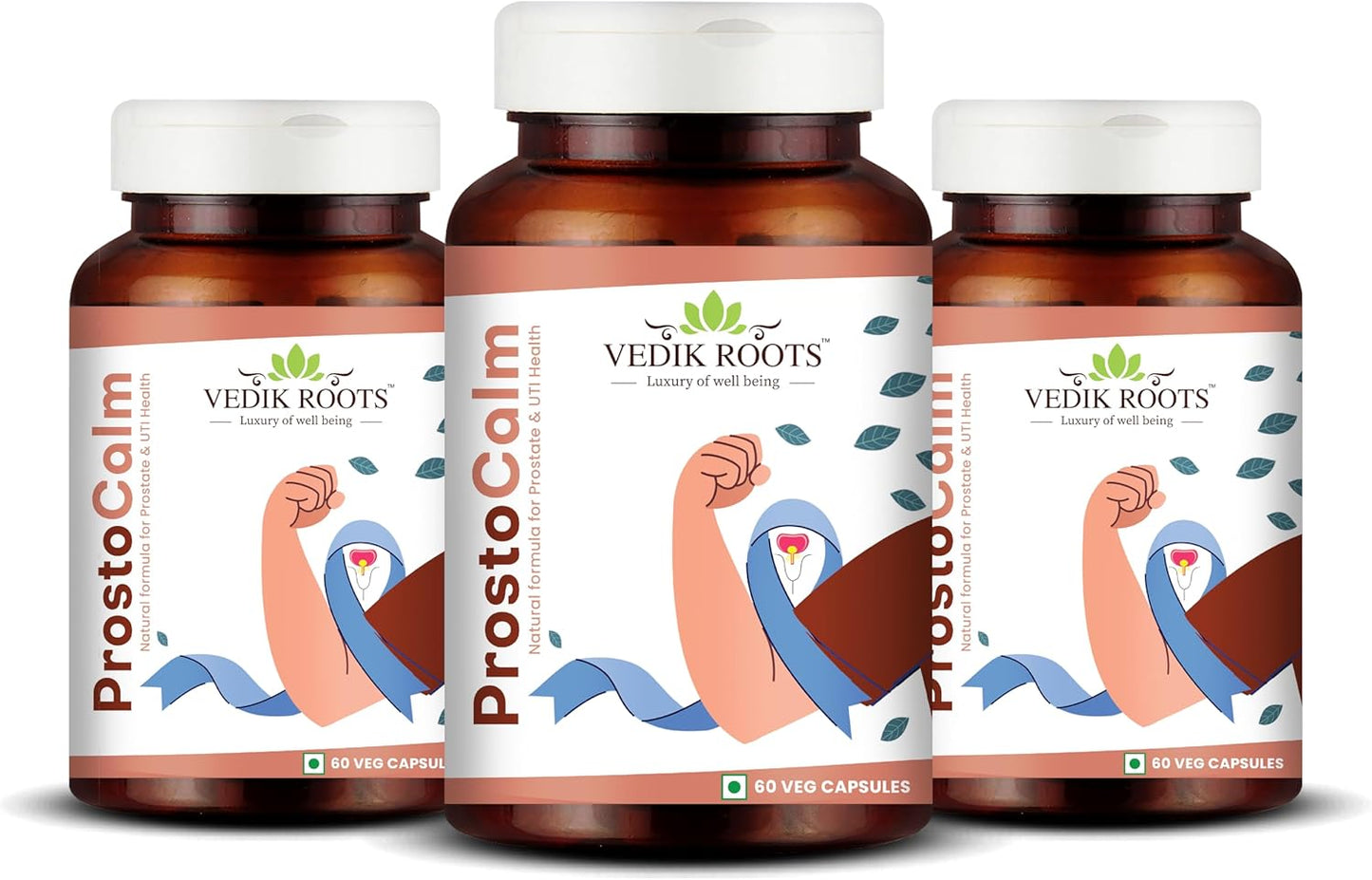 ProstoCalm Ayurvedic Supplement for Prostate & Urinary Tract Health | 60 Veg Capsules - Pack of 180 (3-Pack)