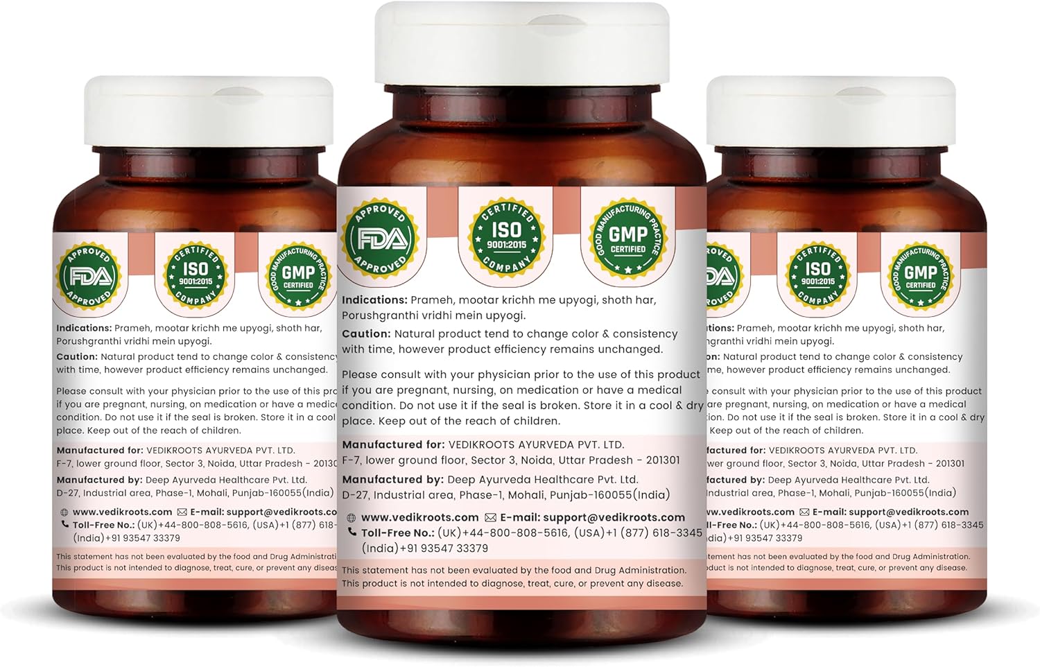 ProstoCalm Ayurvedic Supplement for Prostate & Urinary Tract Health | 60 Veg Capsules - Pack of 180 (3-Pack)
