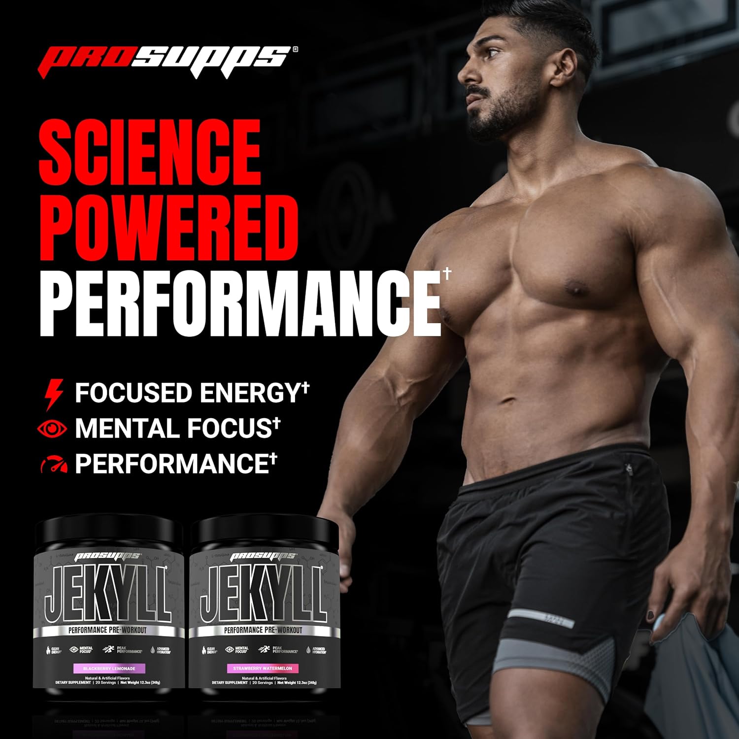 PROSUPPS Dr. Jekyll Low Stim Pre-Workout with Nootropic Focus Boost (20 Servings, Strawberry Watermelon Flavor) for Men & Women