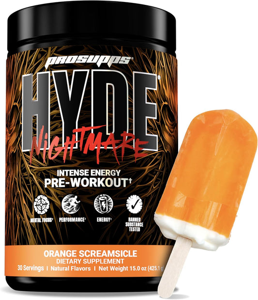 PROSUPPS Hyde Nightmare Pre-Workout Powder Energy Drink - Citrulline, Beta Alanine, Nootropics - 30 Servings, Orange Creamsicle Flavor