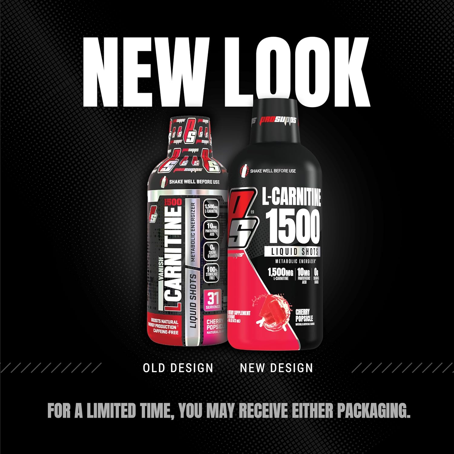 PROSUPPS L-Carnitine Liquid Shots - Pre-Workout Energy Drink for Performance & Recovery - Stimulant-Free Formula for Men & Women (31 Servings, Cherry Popsicle Flavor)