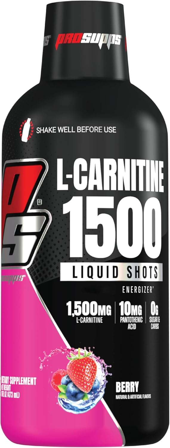 PROSUPPS L-Carnitine Liquid Shots - Stimulant-Free Workout Drink for Men & Women - Boost Performance & Recovery - Clean Energy, Sugar & Carb-Free (31 Servings, 1500 Berry)