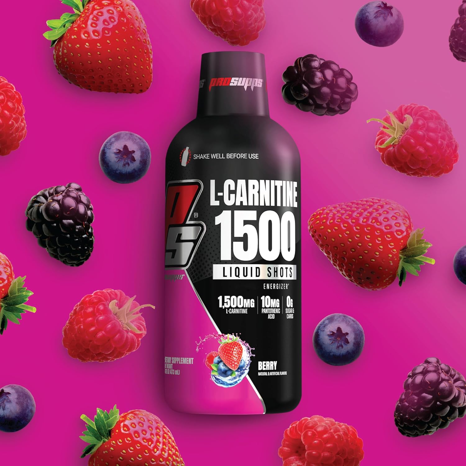 PROSUPPS L-Carnitine Liquid Shots - Stimulant-Free Workout Drink for Men & Women - Boost Performance & Recovery - Clean Energy, Sugar & Carb-Free (31 Servings, 1500 Berry)