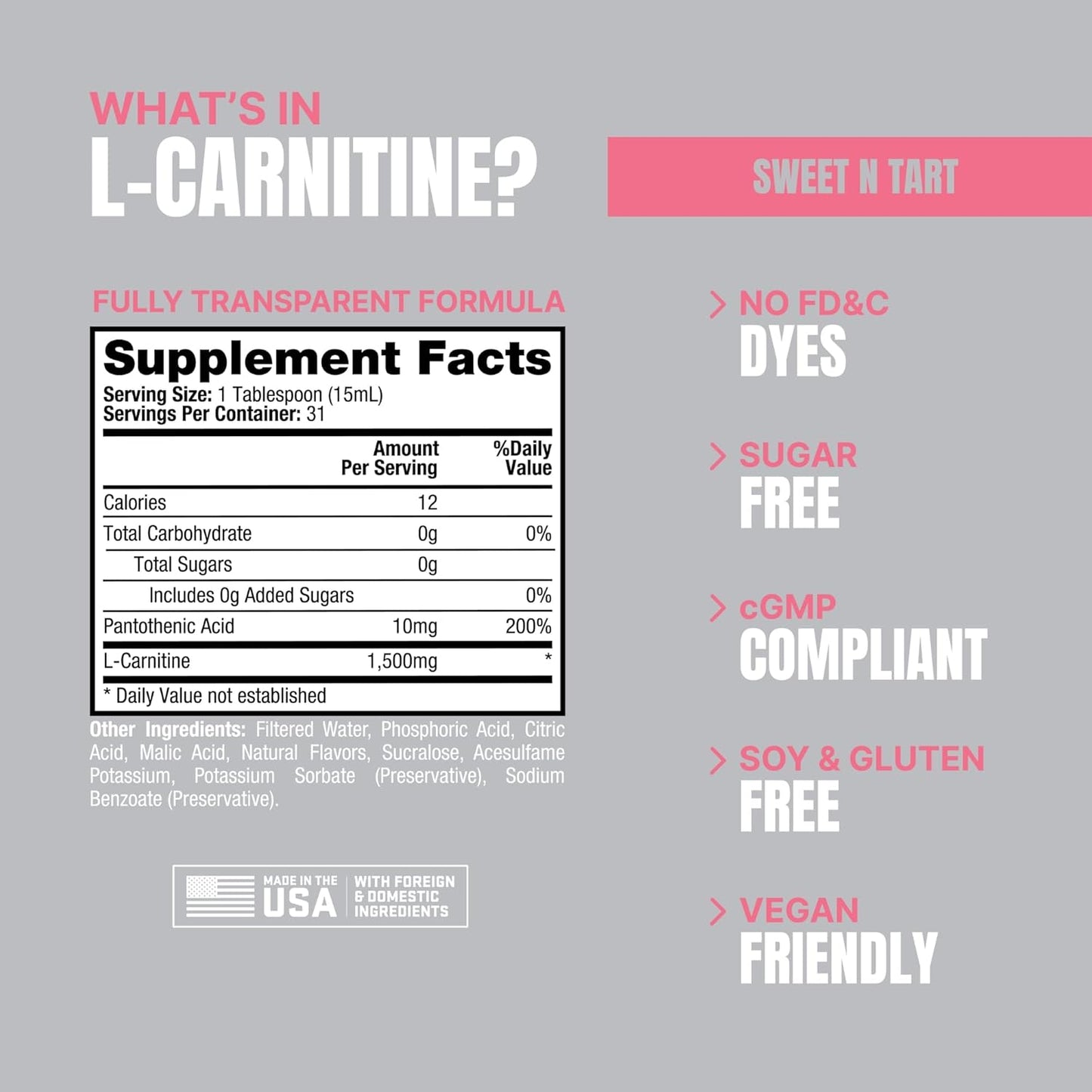 PROSUPPS L-Carnitine Liquid Shots: Stimulant-Free Workout Drink for Men & Women - Clean Energy, Muscle Recovery - No Sugar, No Carbs - 31 Servings, 1500 Sweet-N-Tart