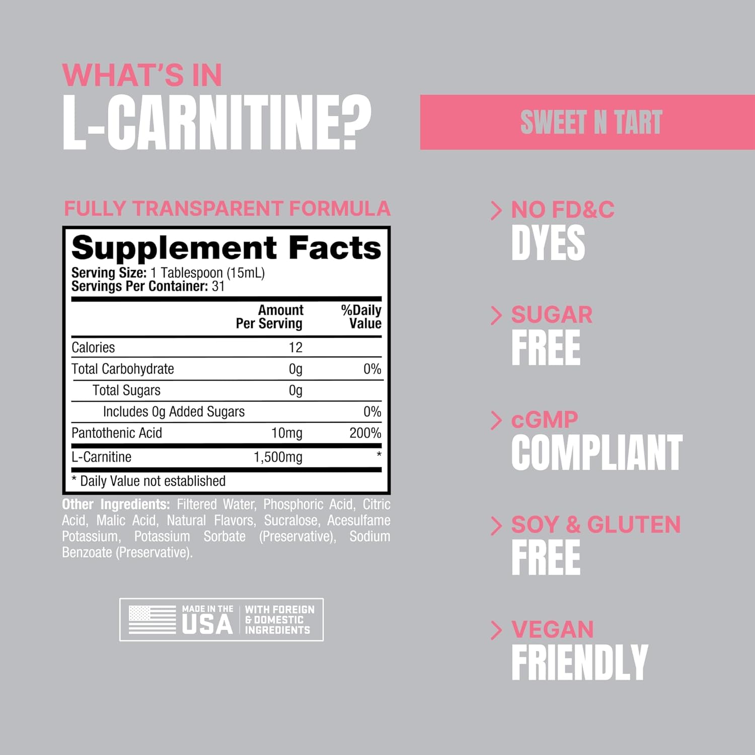 PROSUPPS L-Carnitine Liquid Shots: Stimulant-Free Workout Drink for Men & Women - Clean Energy, Muscle Recovery - No Sugar, No Carbs - 31 Servings, 1500 Sweet-N-Tart