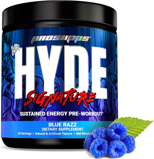 PROSUPPS Mr. Hyde Signature Pre Workout: Creatine, Beta Alanine, TeaCrine, Caffeine - Sustained Energy & Focus for Men and Women - Blue Razz, 30 Servings