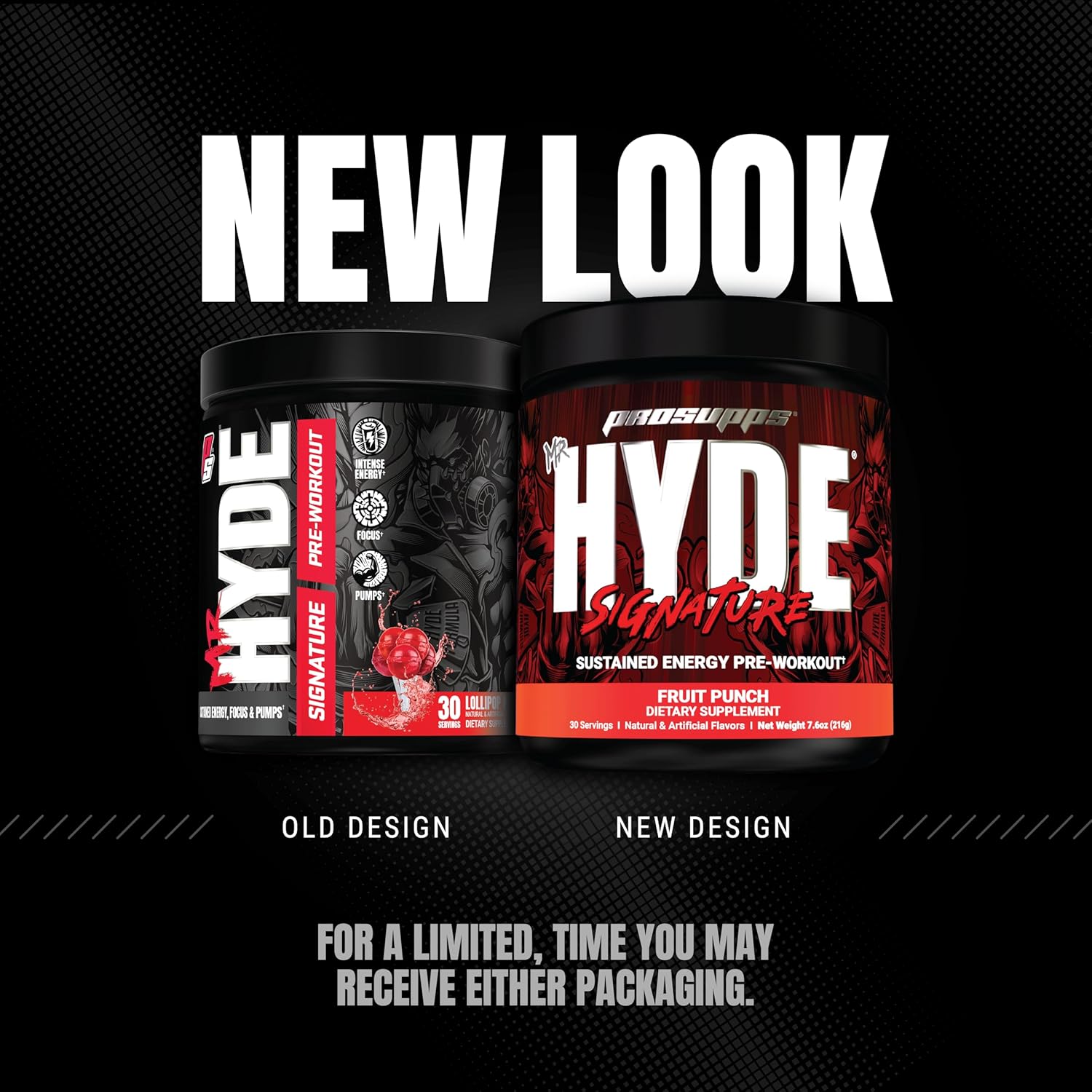 PROSUPPS Mr. Hyde Signature Series Pre-Workout Energy Drink - Enhanced Energy, Focus, and Pumps with Beta Alanine, Creatine, Nitrosigine, & TeaCrine - Fruit Punch Flavor - 30 Servings