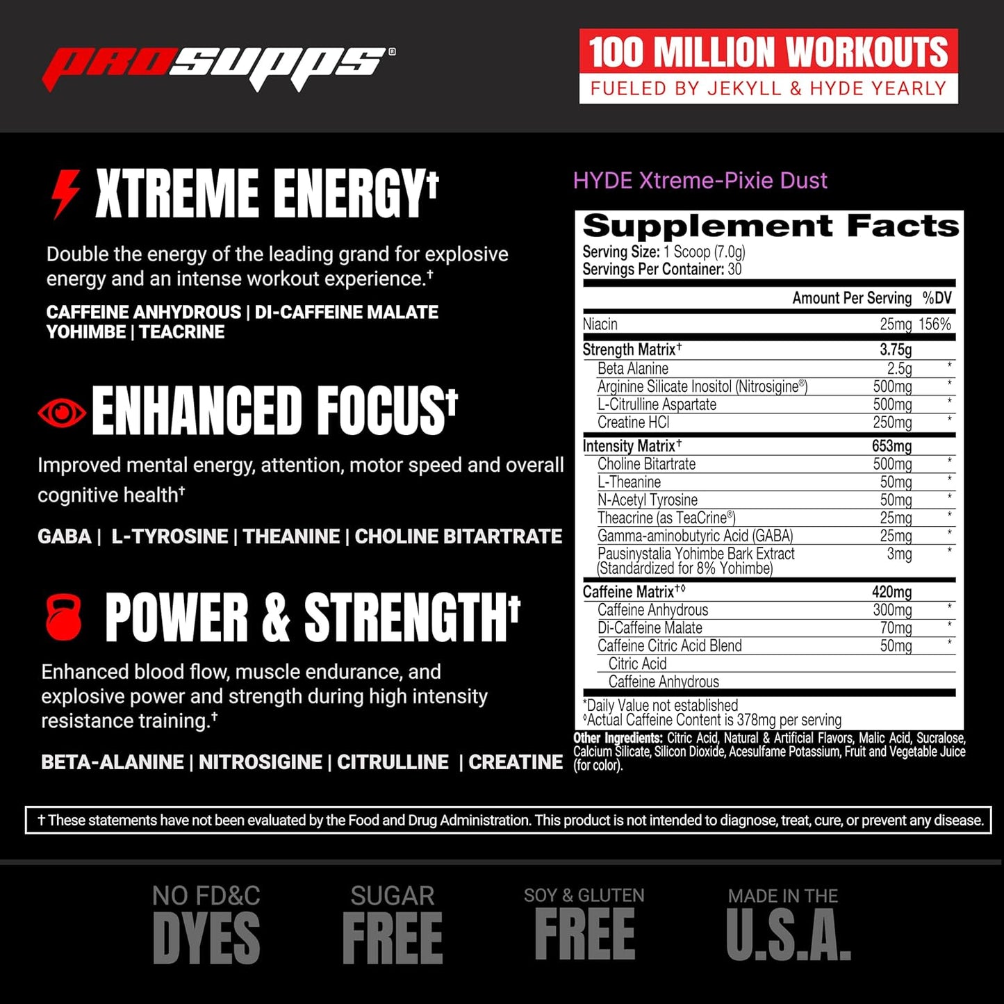 PROSUPPS Mr. Hyde Xtreme Pre-Workout Powder Energy Drink - Boosts Energy, Focus, and Pump with Beta Alanine, Creatine, and Nitrosigine - 30 Servings