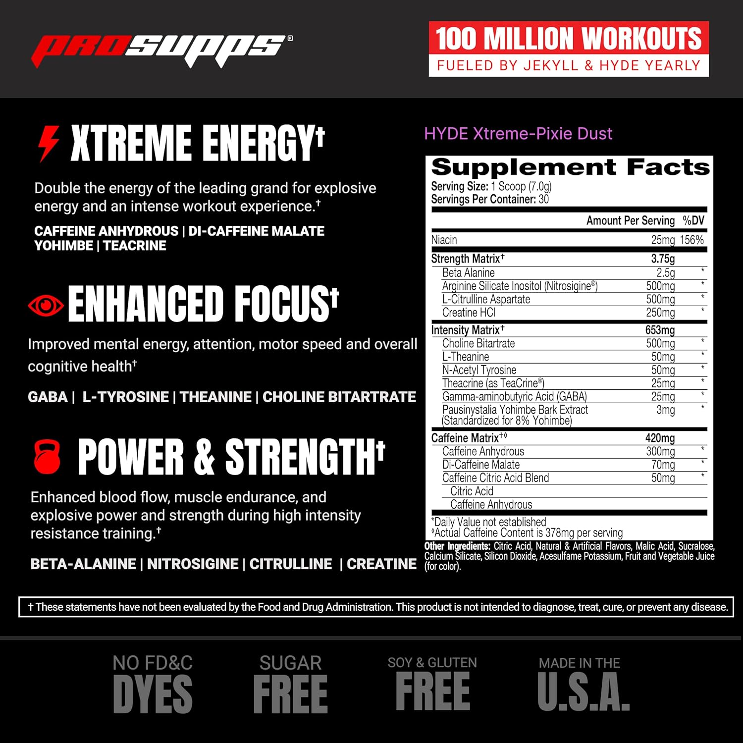 PROSUPPS Mr. Hyde Xtreme Pre-Workout Powder Energy Drink - Boosts Energy, Focus, and Pump with Beta Alanine, Creatine, and Nitrosigine - 30 Servings