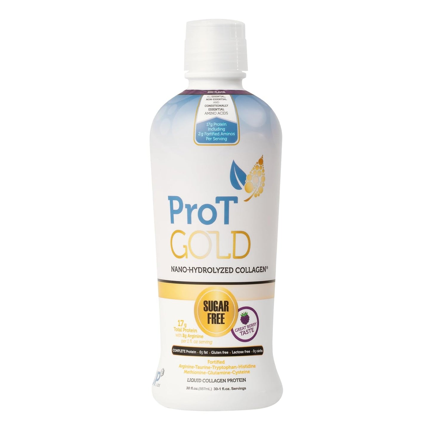 ProT Gold Liquid Collagen Protein Shot - Berry Flavor, 17g Protein, 2g Arginine, Non GMO, Gluten & Sugar Free, 30 fl oz