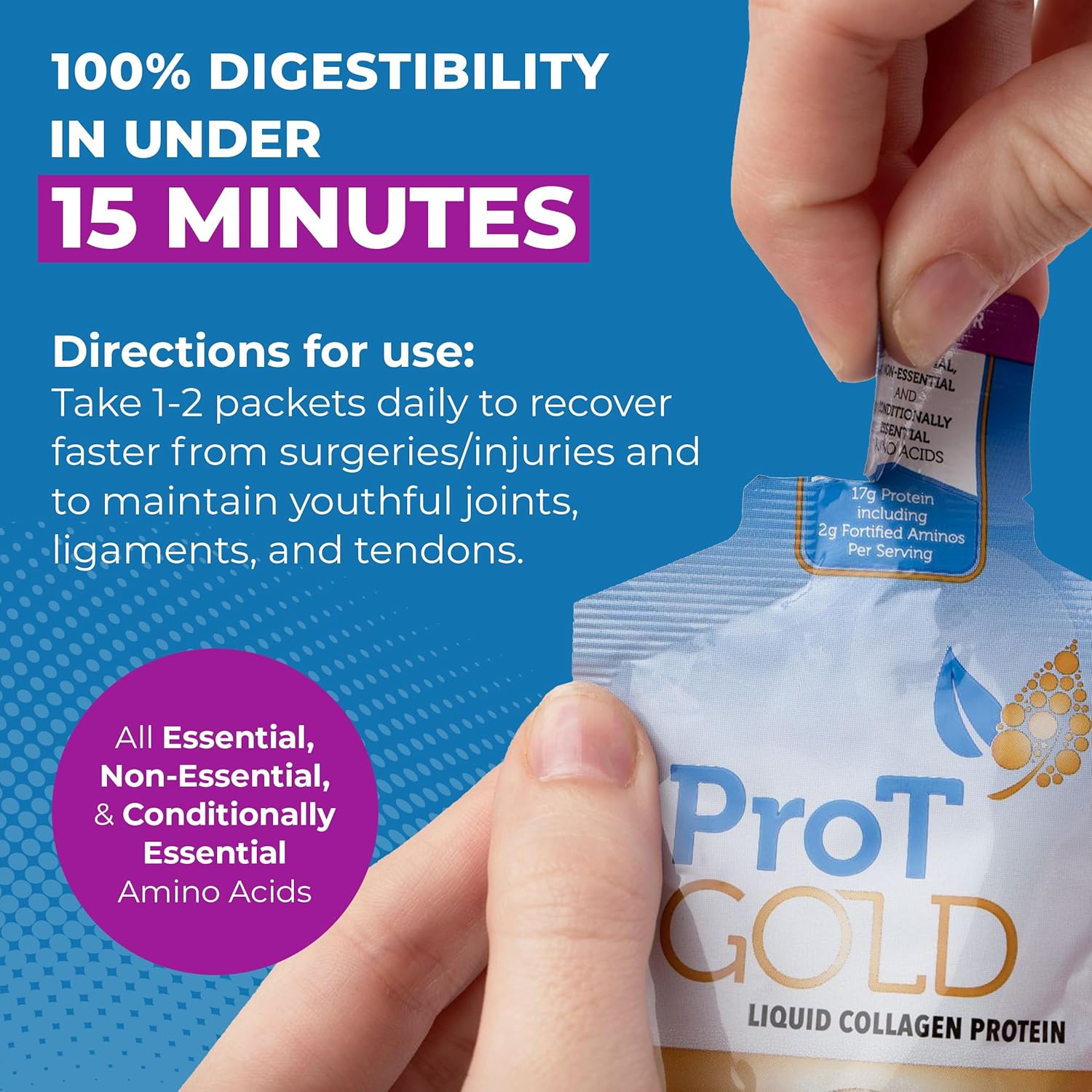 ProT Gold Liquid Collagen Protein Shot - Berry Flavor, 24 Pack of 1 fl oz Shots, Nano-Hydrolyzed Grass Fed Collagen with 17g Protein and 2g Arginine, Gluten Free, Sugar Free, Non GMO