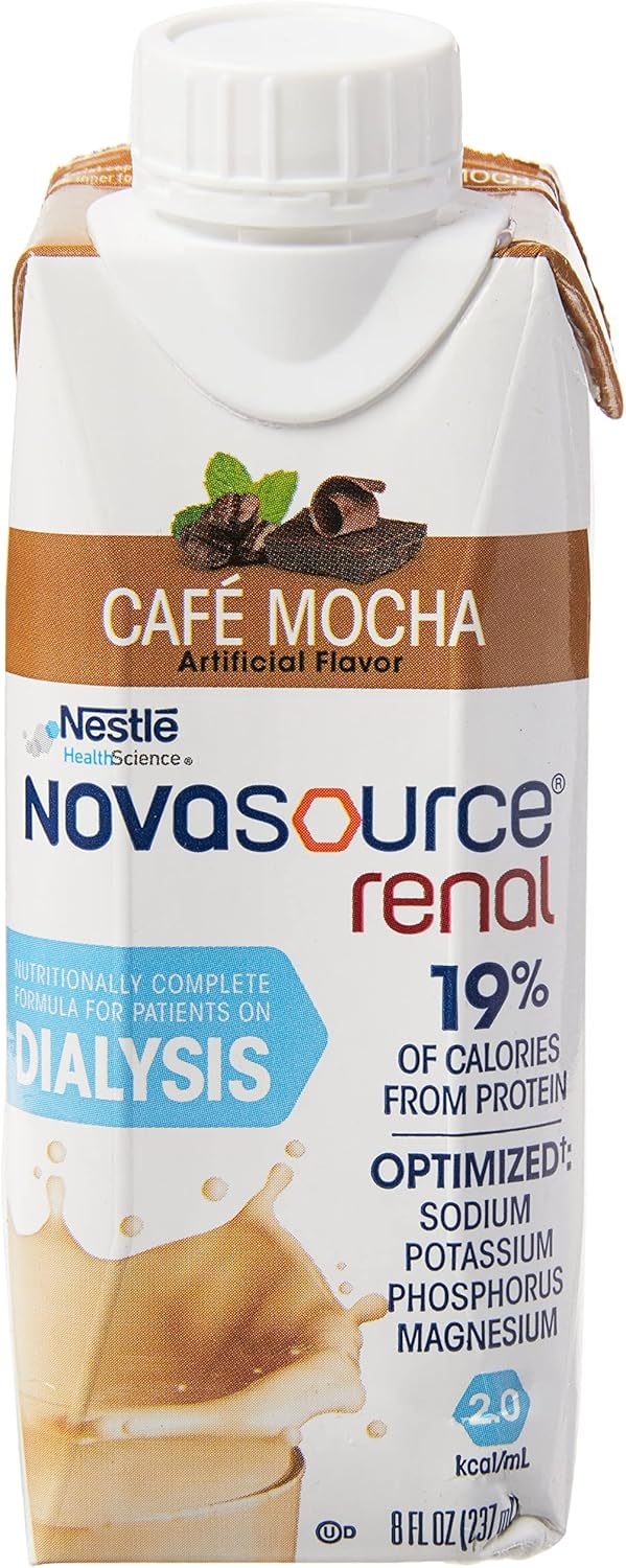 Protein-Rich Nutrition Shakes for Dialysis Patients: Nepro Mixed Berry & NOVASOURCE Mocha, 24 Count Each