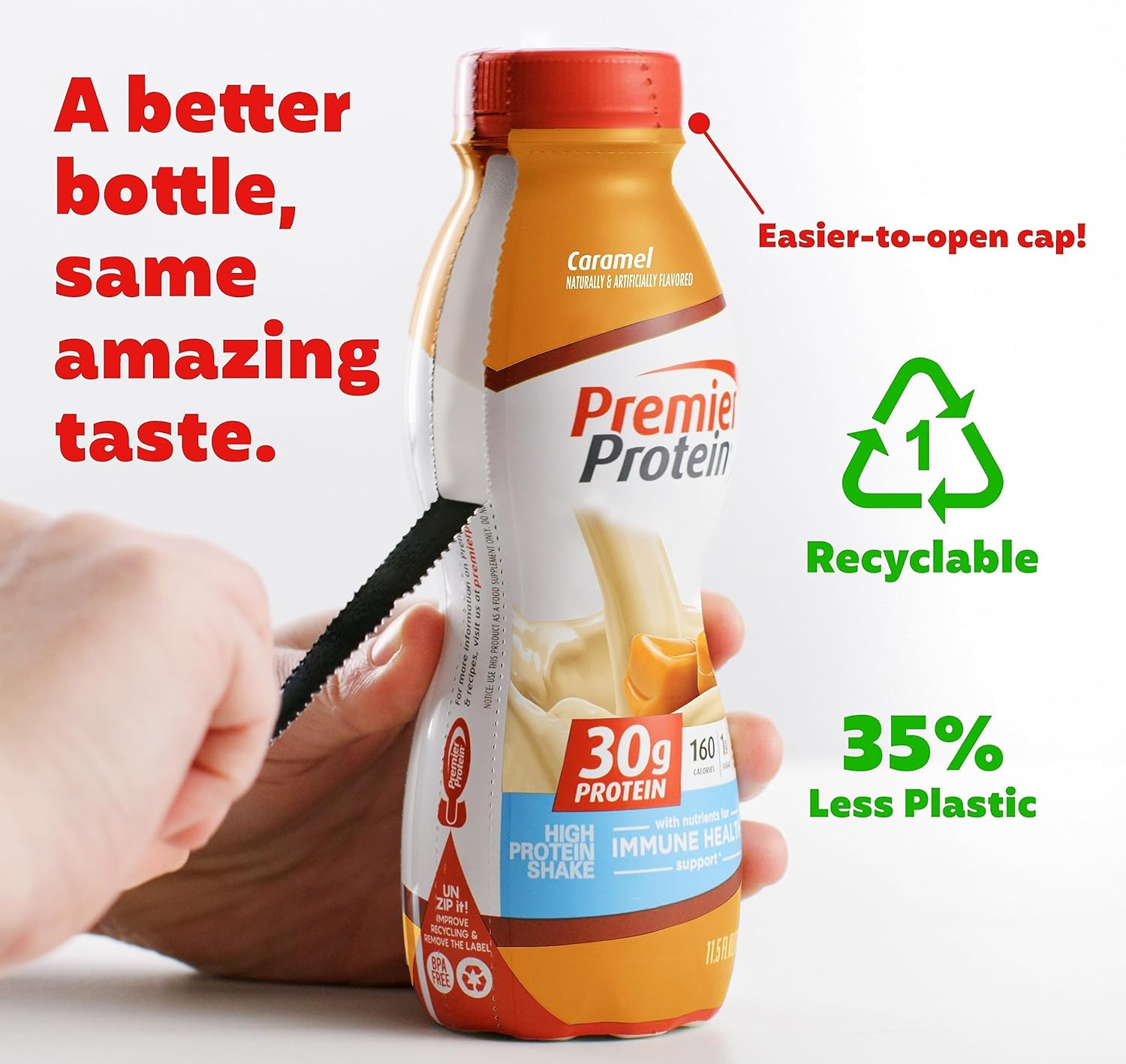 Protein Shake with 30g Protein, 1g Sugar, Caramel Flavor, 24 Vitamins & Minerals, Immune Health Support, 11.5 fl oz