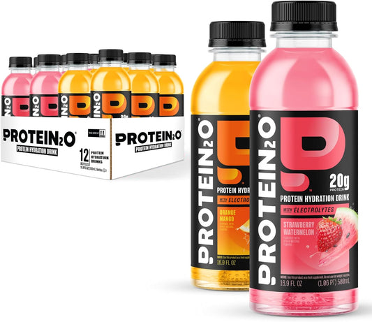 Protein2o 20g Whey Protein Isolate Infused Water Variety Pack with Electrolytes - Sugar Free, Gluten Free, Lactose Free - Ready To Drink Sports Drink (12 Pack, 16.9 oz Bottle)