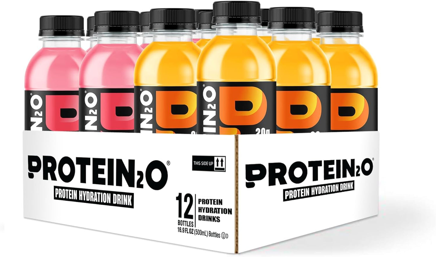 Protein2o 20g Whey Protein Isolate Infused Water Variety Pack with Electrolytes - Sugar Free, Gluten Free, Lactose Free - Ready To Drink Sports Drink (12 Pack, 16.9 oz Bottle)