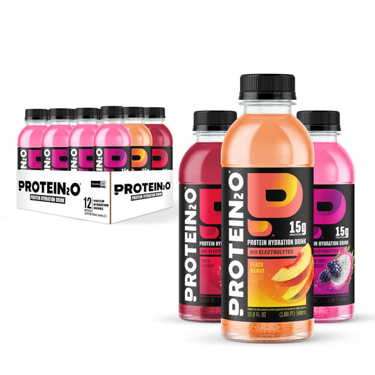 Protein2o Flavor Fusion Variety Pack, 15g Whey Protein Infused Water, 16.9 oz Bottle (Pack of 12)