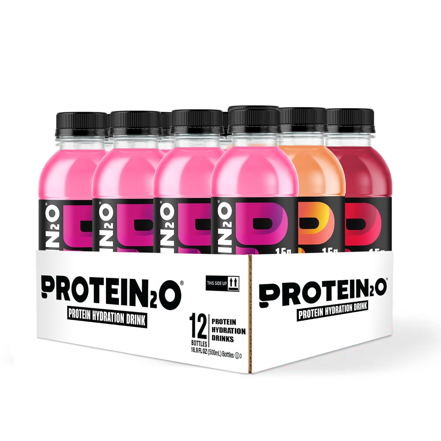 Protein2o Flavor Fusion Variety Pack, 15g Whey Protein Infused Water, 16.9 oz Bottle (Pack of 12)