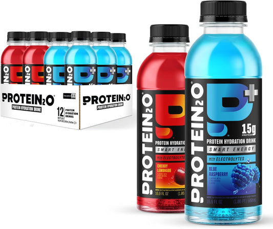 Protein2o Variety Pack with 15g Whey Protein Infused Water, Energizing 16.9oz Bottles (12 Count)